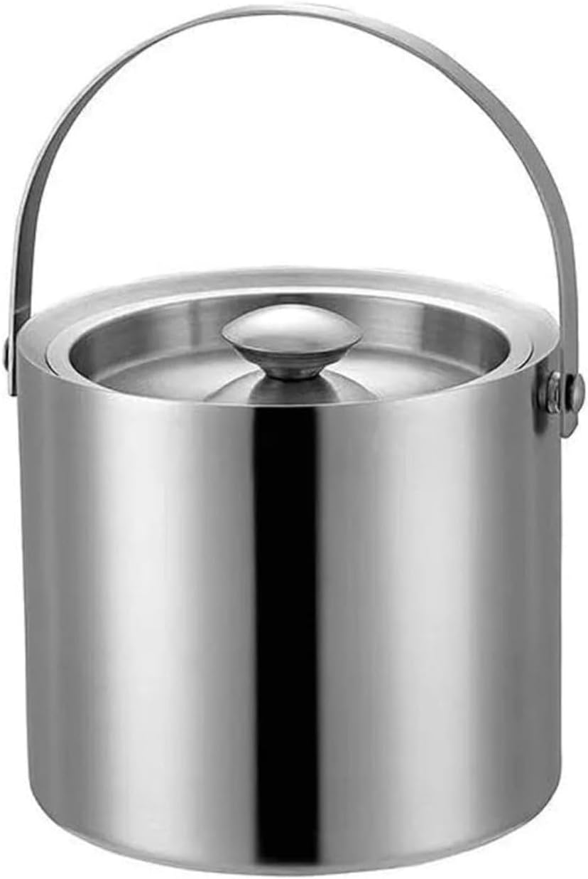 Stainless Steel Ice Bucket with Cold Insulation and Lid KTV Bar Red Wine and Beer Chilled Bucket,3L