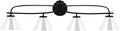 Toltec Lighting Cavella 4-Light Bath Bar – Modern Vanity Light Fixture for Bathroom – Dimmable and LED-Compatible Wall Light – Matte Black Finish, 7' Chrome Metal Shades