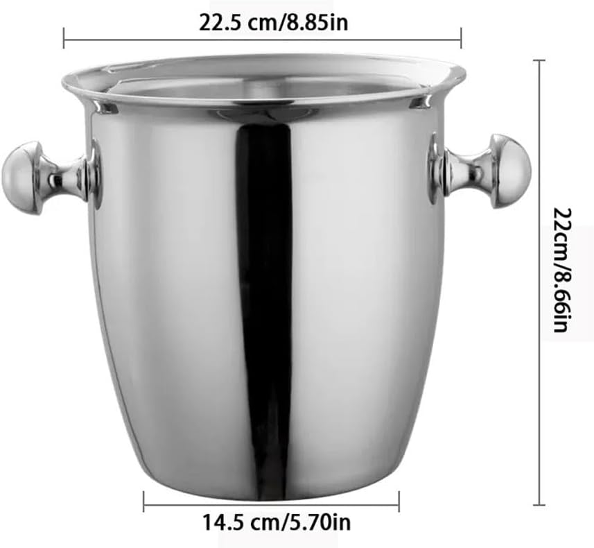 Ice Bucket Ice Bucket for Freezer 304 Stainless Steel Champagne Bucket Thickened Ice Bucket Ice Grain Ice Cube Bucket Iced Red Wine Barrel Bar with Handle Ice Bucket Ice Buckets Party Cooler Drink Coo