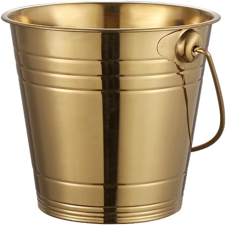 JSEIAJB Stainless Steel Ice Bucket Bar KTV Champagne Beer Red Wine Supplies Snack Bucket Portable Gold(Gray)