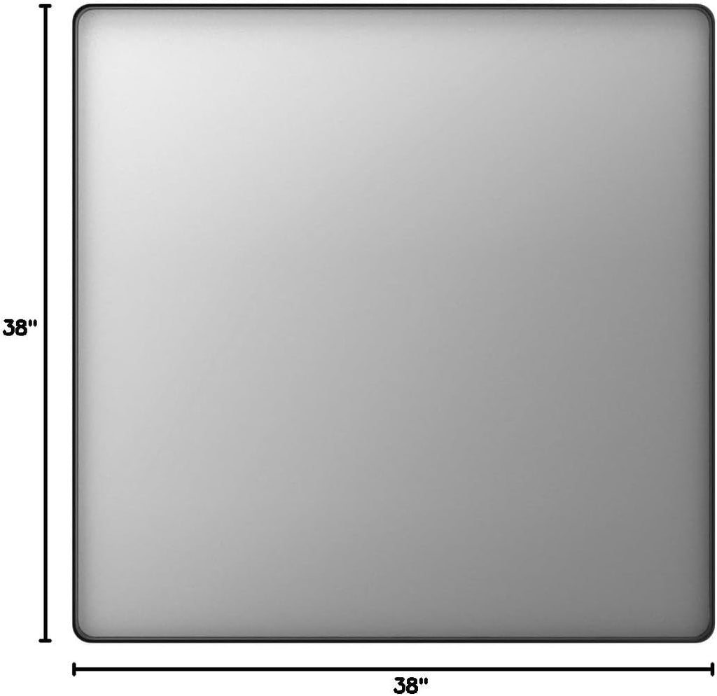 LOAAO 38x38 Inch Black Metal Framed Bathroom Mirror for Wall, Matte Black Bathroom Vanity Mirror Farmhouse, Large Rounded Rectangle Mirror, Anti-Rust, Tempered Glass, Hangs Horizontally or Vertically