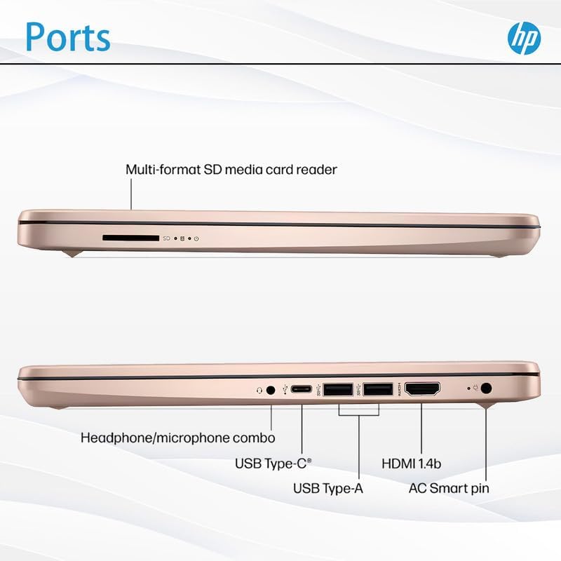 HP 14' Laptop for Student Business, 1 Year Office 365, Win11 Pro, AI-Copilot, Intel Quad-Core Processor, 4GB RAM• 128GB UFS• WiFi 6, Seibosfy