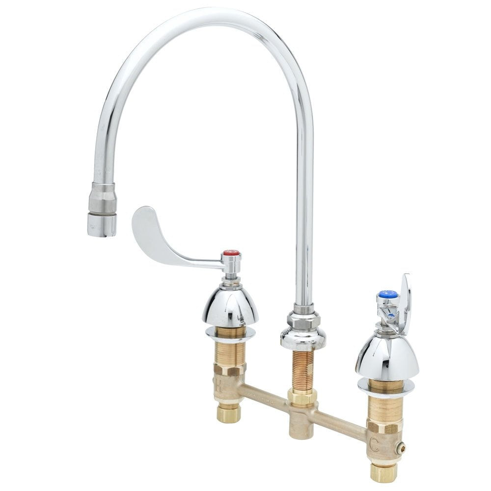 T&S Brass B-2862-VF22 Medical Faucet, 8' Centers, Swivel Gooseneck, VR 2.2 GPM Non-Aerated, Eternas, 4' Wrist
