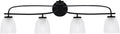 Toltec Lighting Cavella 4-Light Bath Bar – Modern Vanity Light Fixture for Bathroom – Dimmable and LED-Compatible Wall Light – Matte Black Finish, 5' Clear Ribbed Glass