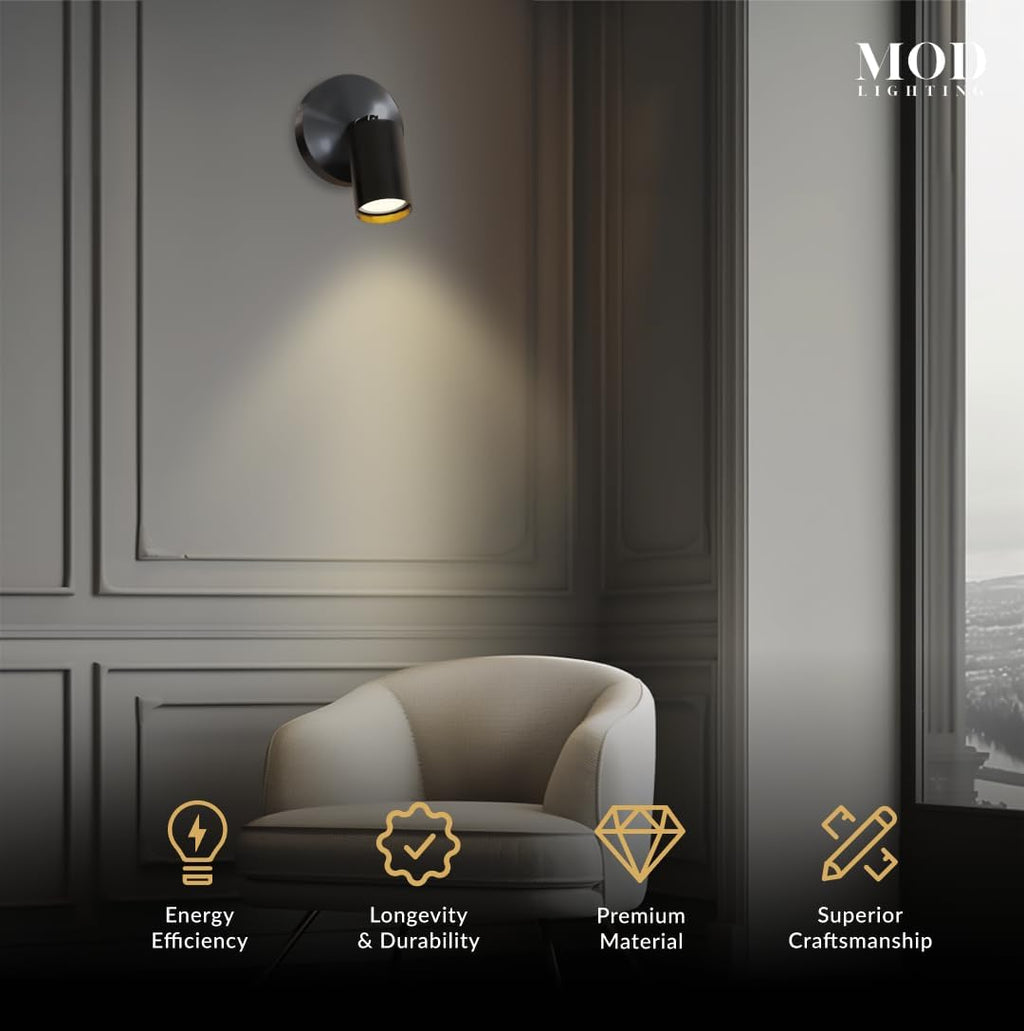 MOD LIGHTING Harris | Modern Track Lights LED, Indoor Ceiling Light Fixture for Dining Room, Kitchen Island Ceiling Lights, Solid Brass Light Fixture (Matte Black | Warm White | 1-Light)