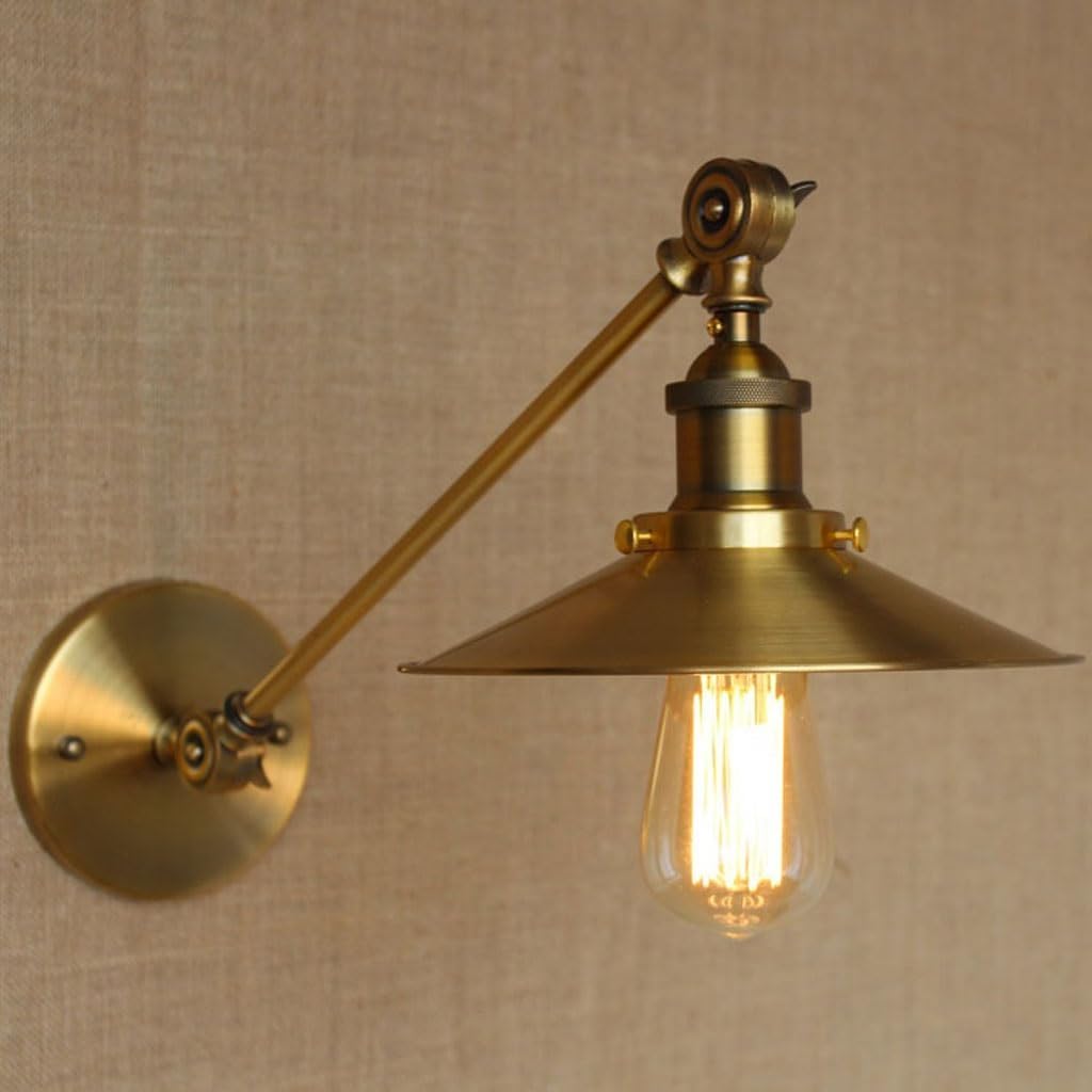 Wall Lamp Bathroom Lighting Wrought Iron Bedroom Lighting Retro Wall Lamps Simple Personality Creative Wall Lamps Outdoor Wall Lamps Wall Lights for Living Room(Brass)