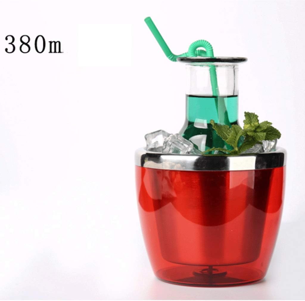 ice bucket, Ice Bucket Glass Ice Orange Tea Beverage Bottle Iced Milk Tea Ice Bucket Ice Coffee Cup Bottle Red Ice Bucket Bar Supplies