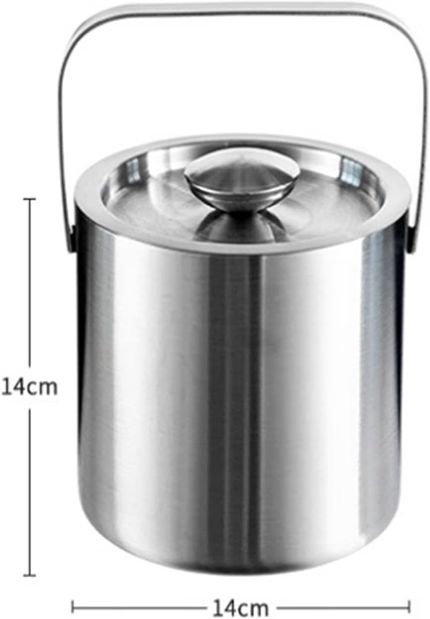 ice Bucket,Bucket with lid, Ice Buckets for Parties Metal Double Wall with Lid, 1.3L Stainless Steel Insulated for Cocktail Bar, Wine, Home Bar Accessories, Parties, Champagne Bucket Stainl