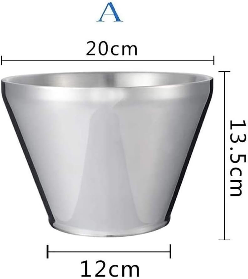 Double Wall Insulated Stainless Steel Ice Stainless Steel Double Ice Bucket Without Lid Champagne Bucket Red Wine Wine Beer Bar KTV Ice Cube Cooler Bucket Wine Stainless Steel ice Bucket (Size : A)
