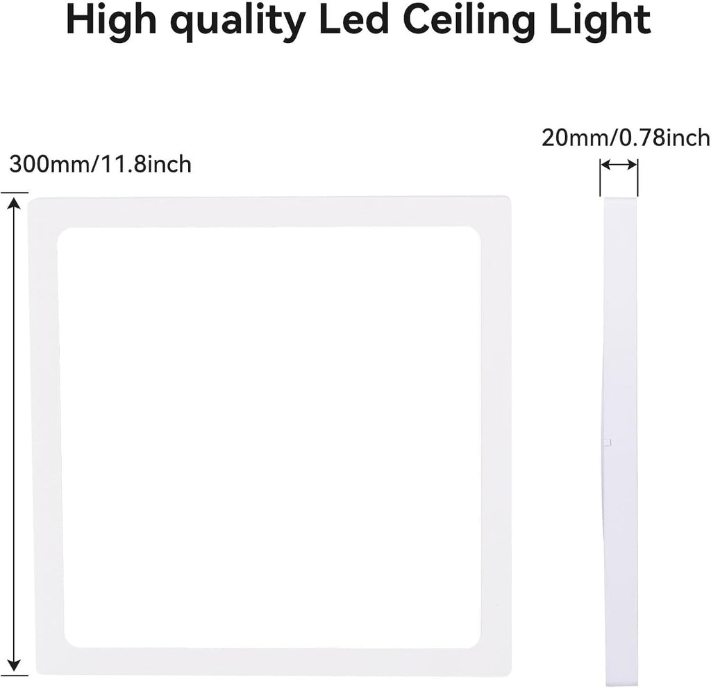 12Pack 12inch Square White 3200LM LED Flush Mount Ceiling Light,28W White 6000K Slim Surface Mount Ceiling Light Fixture for Kitchen Bedroom Living Room