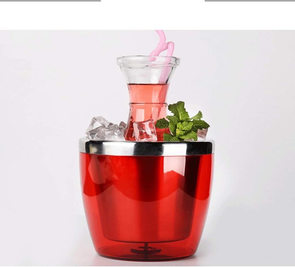 ice bucket, Ice Bucket Glass Ice Orange Tea Beverage Bottle Iced Milk Tea Ice Bucket Ice Coffee Cup Bottle Red Ice Bucket Bar Supplies