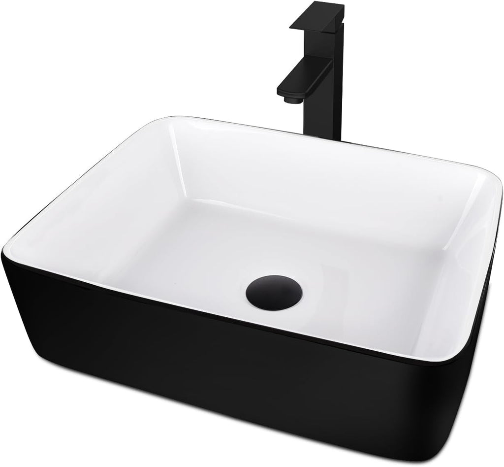 28 Inch Black Floating Bathroom Vanity with 1-Door and 1-Drawer, Modern Wall Mounted Cabinet with Black White Ceramic Vessel Sink Top