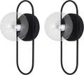 Mid Century Globe Wall Sconce Modern Indoor Sconces Wall Lighting Black Bathroom Sconces Set of 2 Bubble Glass Vanity Light Vintage Bedroom Wall Sconces (2 Pack)