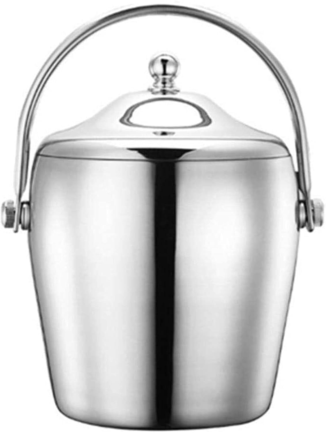 1.2/2L Stainless Steel Ice Bucket Portable 6-Hour Double-Layer Insulated Freezer with Lid for Parties Barbecues Buffets (Size : 2L) (Size : 2L) (1.2L)