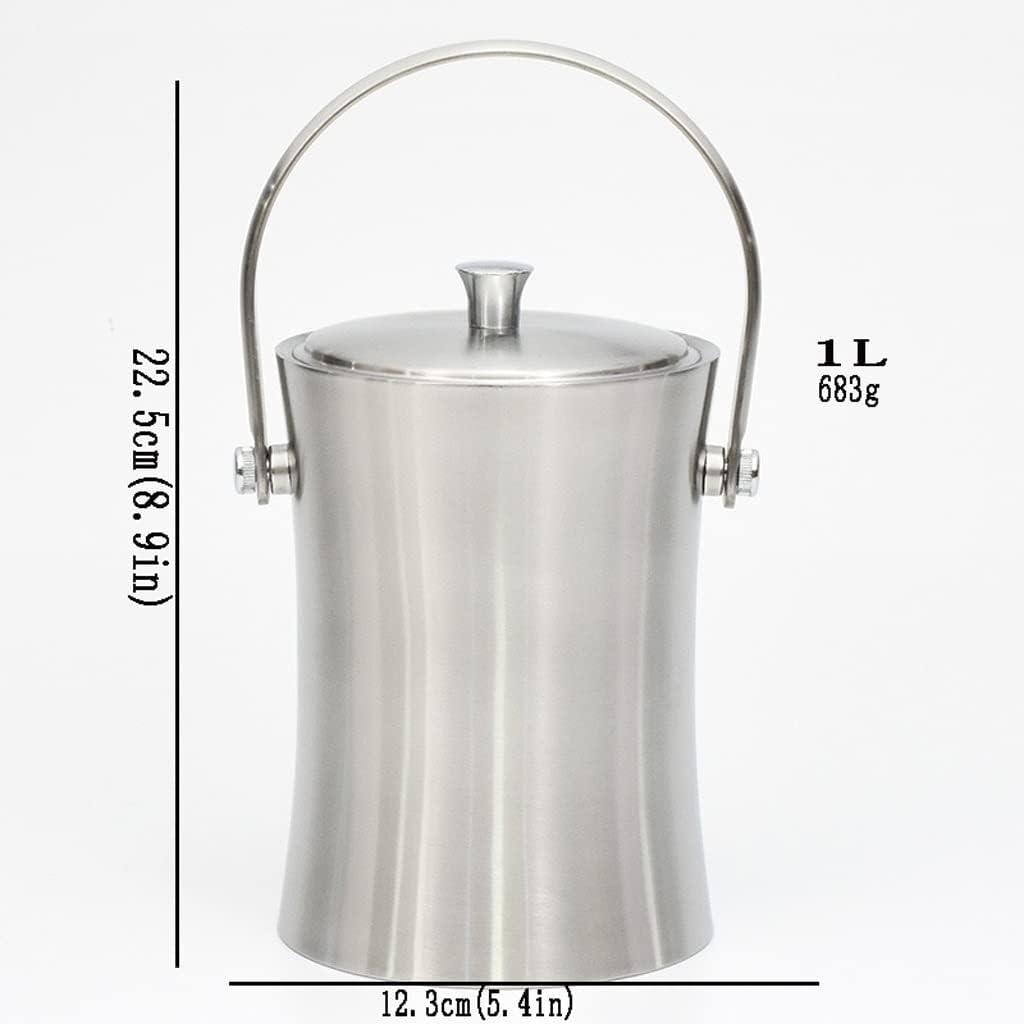 Ice Bucket Ice Bucket for Freezer Stainless Steel Double-layer Ice Bucket portable Bar Party Red Wine Beer Bucket Cold Ice Bucket Large-capacity Ice Bucket Ice Buckets Party Cooler Drink Cooler(S22.5c