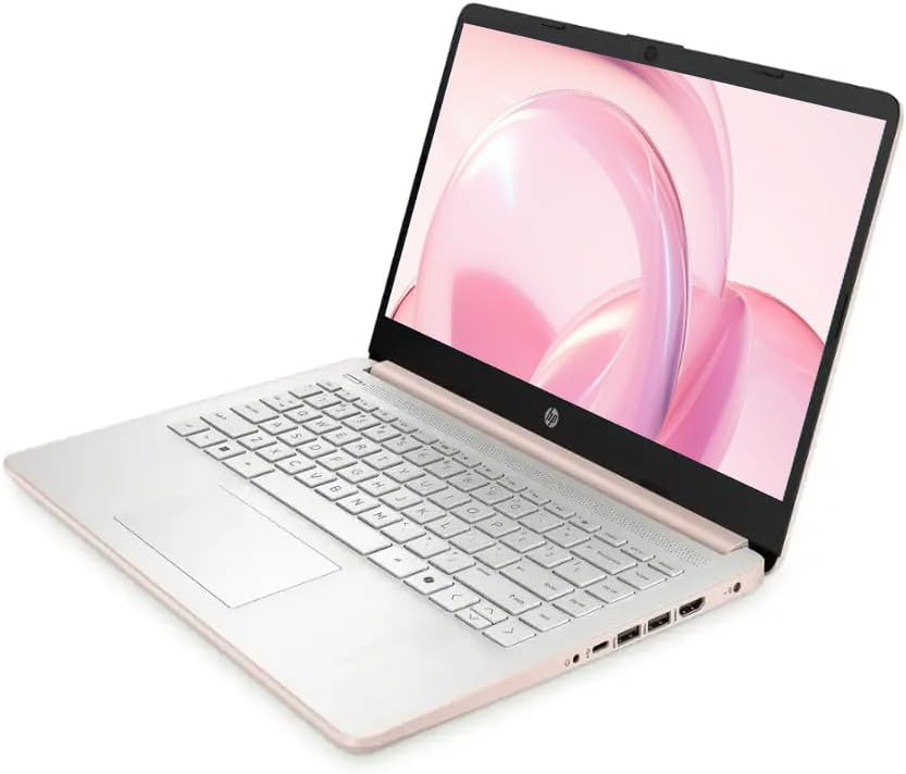 HP 14' HD Business & Student Laptop Computer, 32GB RAM 640GB Storage (128GB UFS + 512GB SD Card), Windows 11 S with 1-Year Microsoft Office 365, Intel N150, SageNova Earphones, Pale Rose Gold