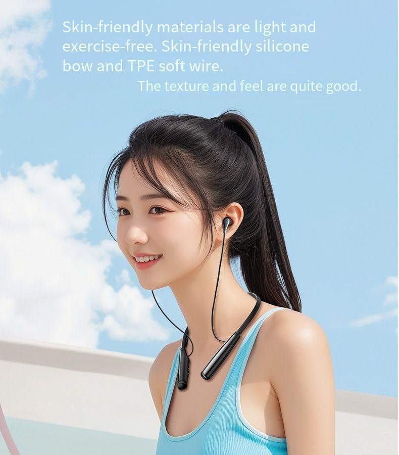 Wireless Bluetooth Earbuds Neckband Headphones, ENC Call Noise Cancellation,IPX5 Waterproof Earphones, 80 Hrs HD Talktime, Bilateral Stereo for Working Workout