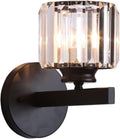 KISAD Wall Lighting Fixtures Clear Glass Prisms Wall Sconces Nordic Modern Wrought Iron Wall Light Wall Mounted Lighting Fixture for Bedroom Living Room Bathroom Vanity Lamp (Color : Black, Size : A)