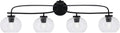 Toltec Lighting Cavella 4-Light Bath Bar – Modern Bathroom Vanity Light – Dimmable, LED-Compatible Wall Fixture – Matte Black Finish, 7' Clear Bubble Glass
