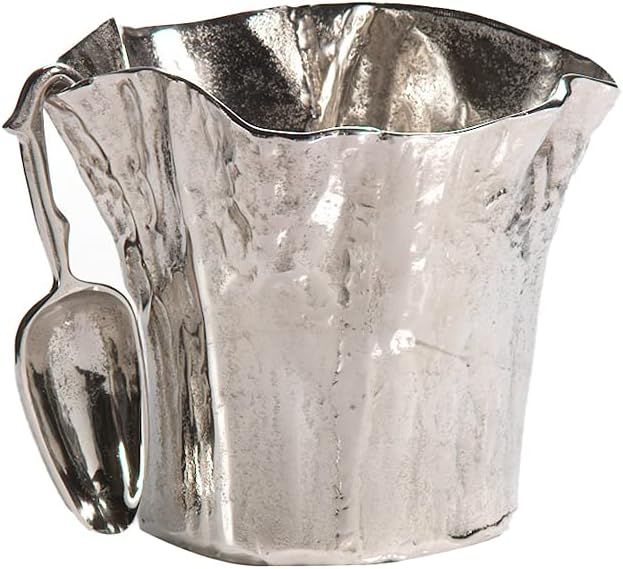 Bucket for Wine Ice Bucket Ruffled Cast Aluminum Champagne Bucket Thick Ice Bucket with Ice Scoop Simple Beer Bucket for Bar Ktv Insulated ice Bucket