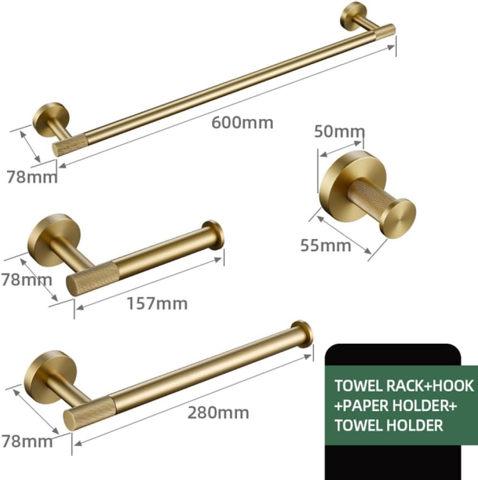 Towel Rack Bathroom Accessories Towel Holder Bathrobe Hook Brass Knurled Screw Bathroom Hardware Set Shelf for Towels Paper Towels Towel Holder 60 Pieces (Kit60)