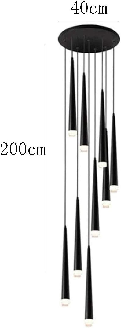 LED Modern Spiral Ceiling Light,Fixture Wrought Iron s,Flush Mount During Lighting,Long Barrel Conical,for Dining Room Bathroom Bedroom Living Room,Rotate The -Black Warm Light 6