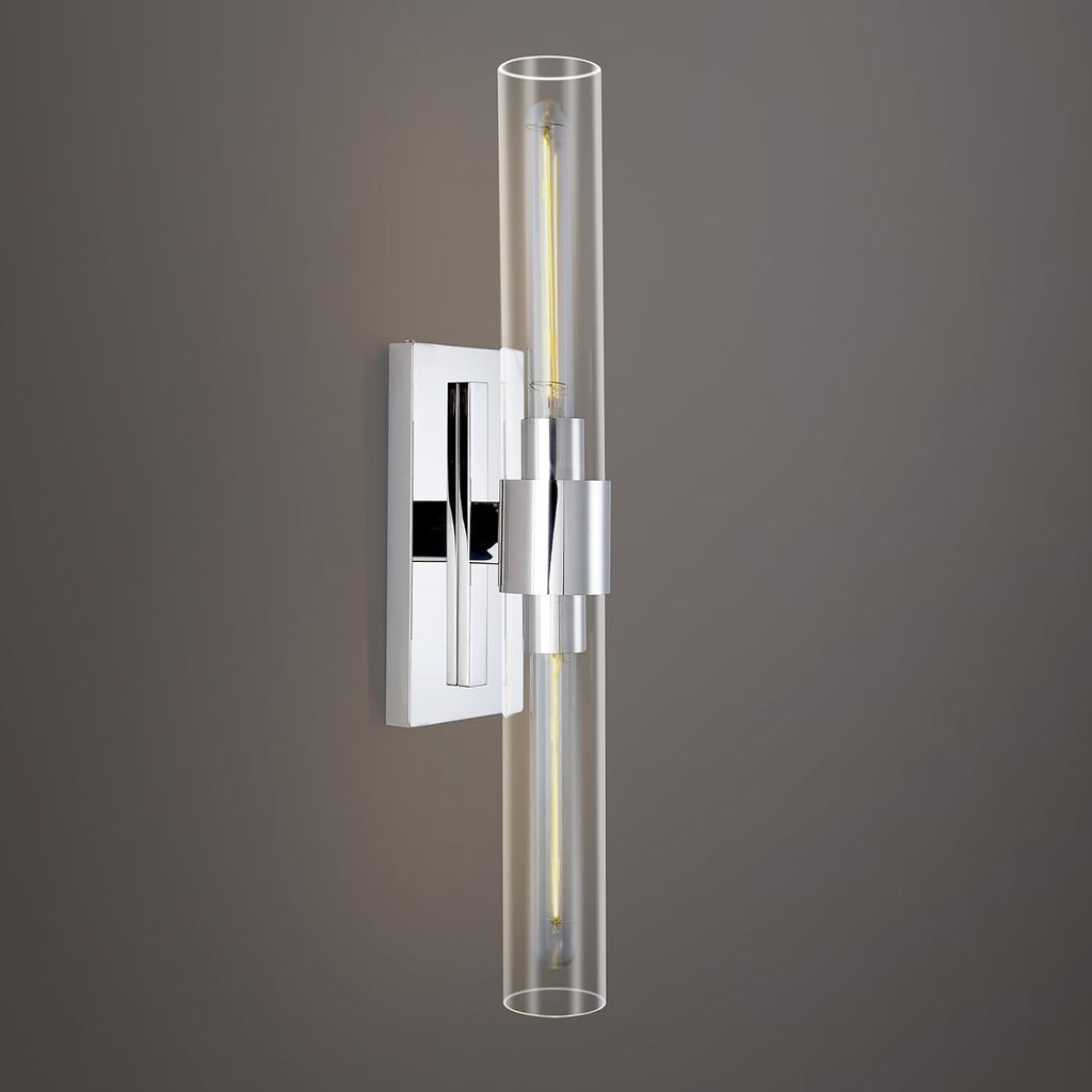 Bathroom Vanity Light Fixtures, Glass Tube Wall Sconces, Brushed Brass Base, Bathroom Wall Lights, Bedroom Bedside Wall Light, Wall Lamp For Dressing Table, Living Room, Hallway, Bulb Included