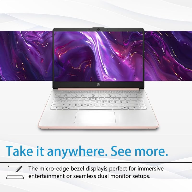 HP 14' Laptop for Student Business, 1 Year Office 365, Win11 Pro, AI-Copilot, Intel Quad-Core Processor, 4GB RAM• 128GB UFS• WiFi 6, Seibosfy