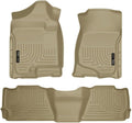 Husky Liners Weatherbeater Floor Mats | Fits 2007-2014 Cadillac Escalade, Chevrolet Tahoe & GMC Yukon | Front & 2nd Row, 3-pc Tan - 98253