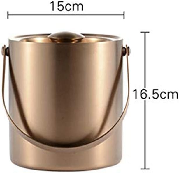 Ice Bucket Insulated Stainless Steel Double Wall Ice Bucket with Lid with Stainless Steel Ice Tong Much Bigger Capacity Wine Cooler -2L