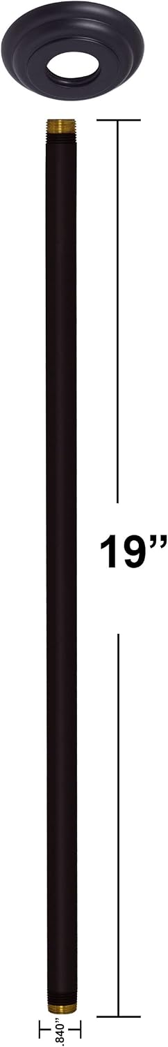 Westbrass D3619A-25-62 1/2' IPS x 19' Round Ceiling Mount Shower Arm with Flange, Matte Black (25-Pack)
