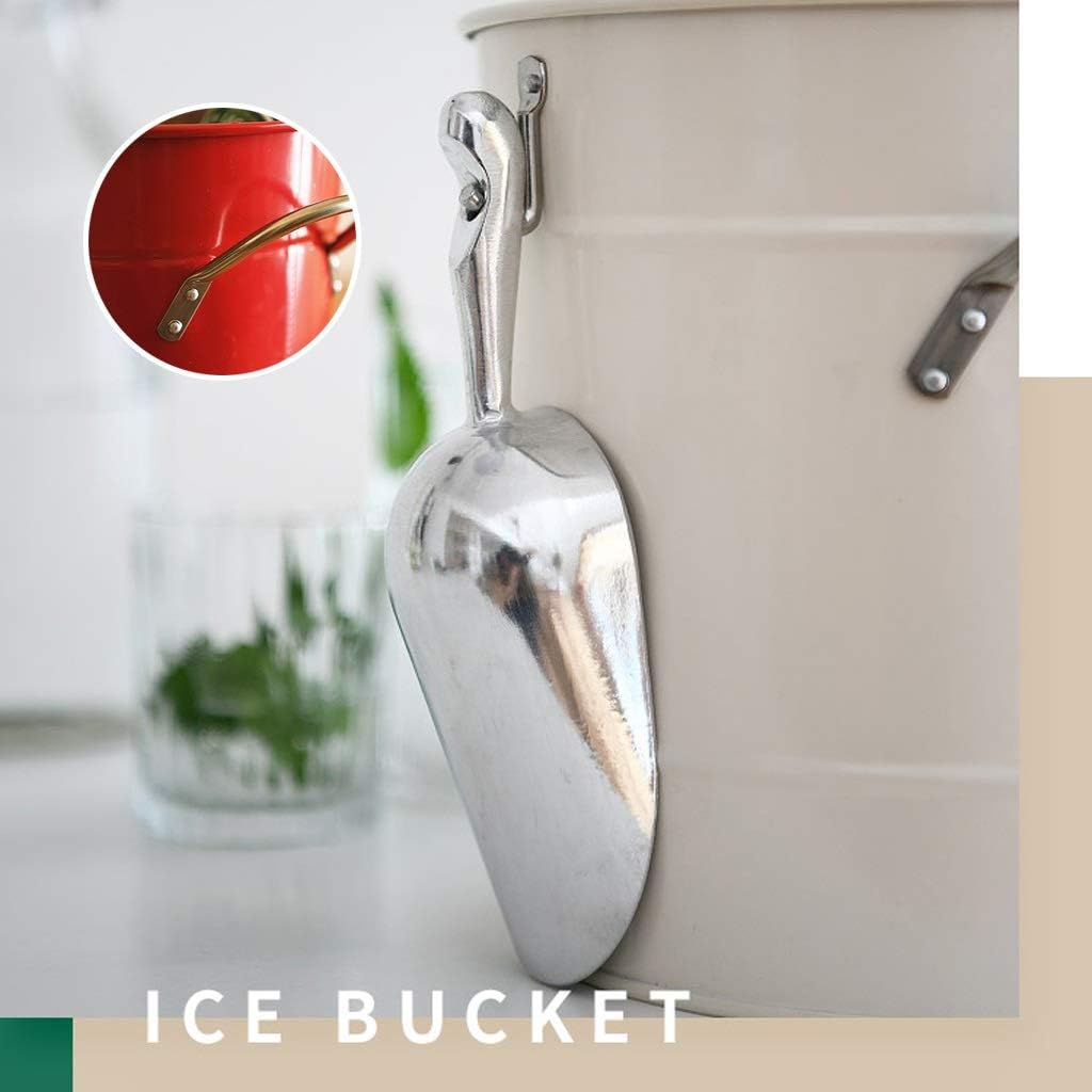 BTZHY Ice Bucket,Tub Metal Double Walled with Lid and Scoop Bar Home Champagne Barrel Wine Barrel 3 Colors/Red