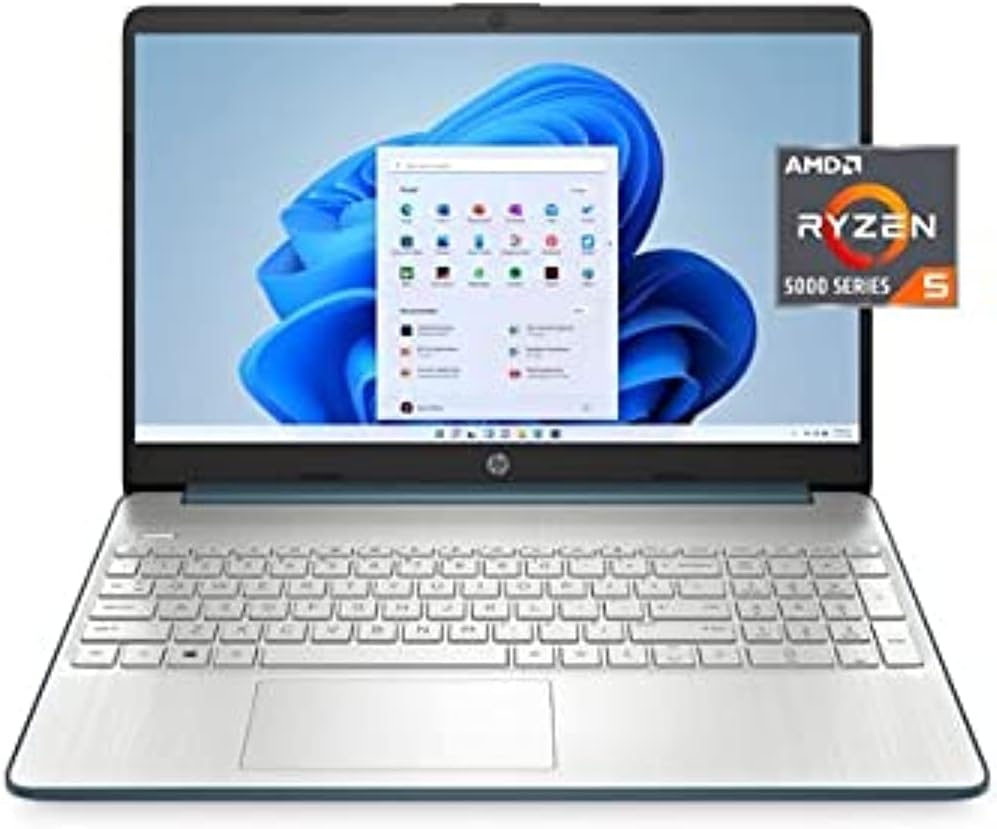 HP 15.6' Laptop, FHD, AMD R5-5500U, 8GB RAM, 256GB SSD, USB Type-C and USB Type-A, HDMI, Built-in Microphone/Webcam, Windows 11, Spruce Blue