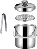 Ice Bucket Ice Bucket for Freezer Ice Bucket with Lid, Tongs and Strainer Double Wall Stainless Steel Insulated Ice Bucket, Ideal for Cocktail Bar, Chilling Wine, Champagne Ice Buckets Party Cooler Dr