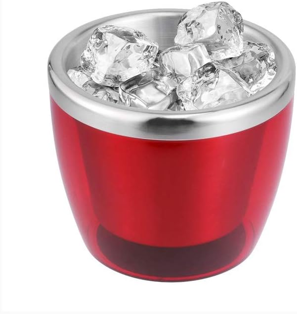 ice bucket, Ice Bucket Red Ice Bucket - Stainless Steel Double Bar Ice Bucket, Champagne Barrel, Ktv Club Bar Supplies, Drink Freezer