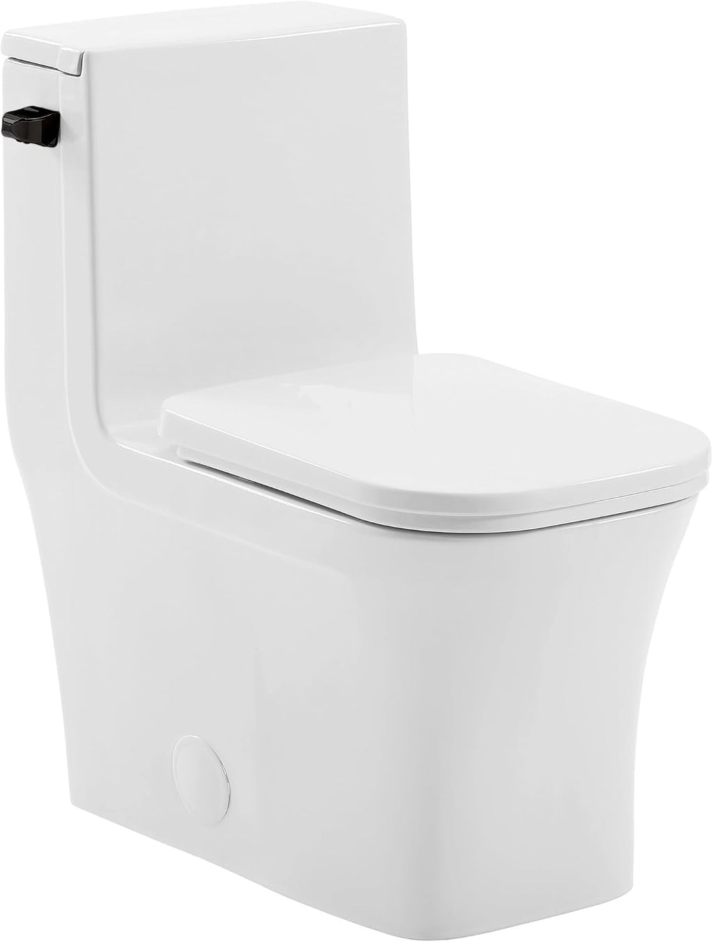 Concorde One-Piece 12' Rough-in 1.28 GPF Left-Hand Flush Square Toilet in Glossy White with Black Hardware