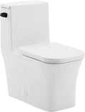 Concorde One-Piece 12' Rough-in 1.28 GPF Left-Hand Flush Square Toilet in Glossy White with Black Hardware