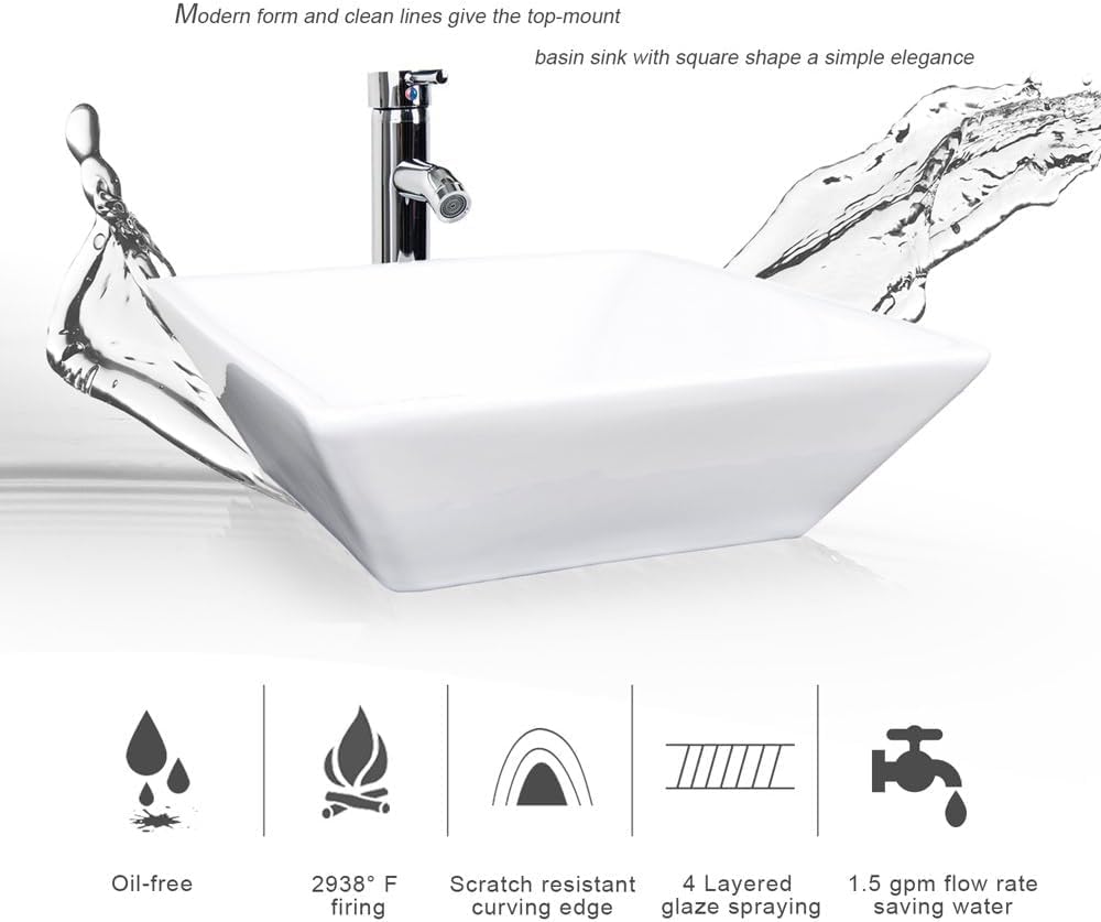 UEV 24' Grey Bathroom Vanity with Ceramic Vessel Sink, ORB Faucet, MDF Vanity with Pop Up Drain and 30% Water-Saving Design, Soft Closing Drawers/Doors,Mirror Not Included (A07)