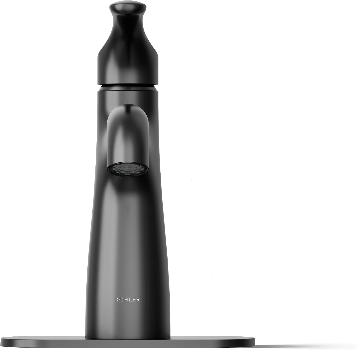 KOHLER K-27389-4-BL Simplice® Single-Handle Bathroom Sink Faucet, 1-Hole, Single-Handle Bathroom Faucets with Clicker Drain, 1.2 GPM, Matte Black