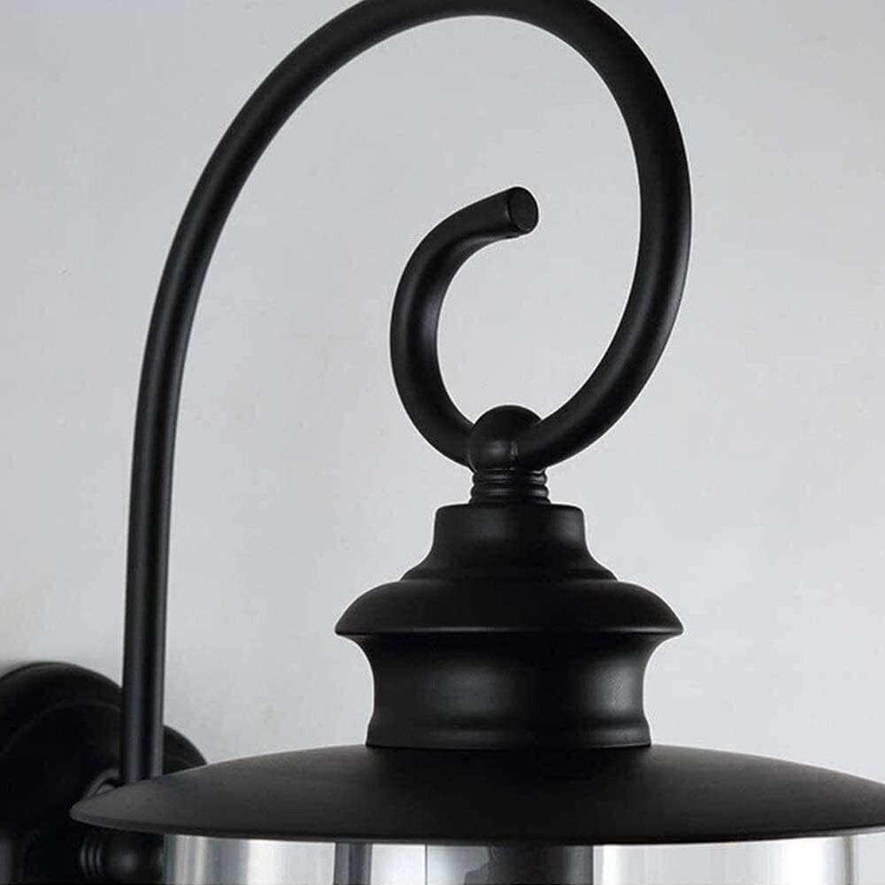 Wall Mounted Light Wall Light Industrial Metal Retro Wrought Iron Waterproof Outdoor E27 Wall Lamp Bedroom Decoration Lighting Iron Cage Lampshade Bracket Light Kitchen Garden Bathroom（Black） Re
