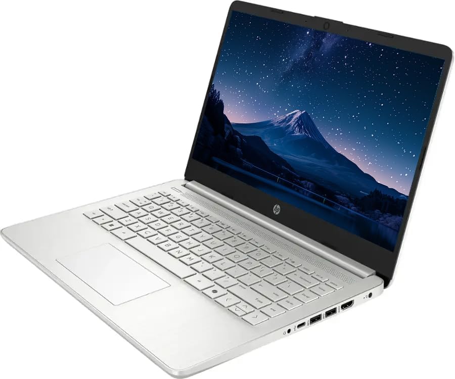 HP 14' Business Laptop Computer with Microsoft Office 365, 4-Core Intel Processor, 128GB SSD + 1TB Cloud Storage, 8GB RAM, Windows 11, SageNova Earphones, Natural Silver