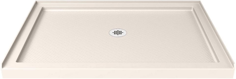 DreamLine SlimLine 32 in. D x 42 in. W x 2 3/4 in. H Center Drain Single Threshold Shower Base in Biscuit, DLT-1132420-22