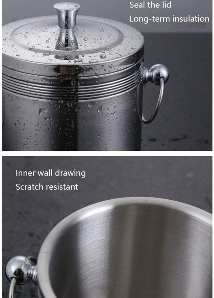 Wine Bucket Ice Tub Stainless Steel Ice Bucket with Lid Wine Bar Cooler Club Container Tools Barware Keg Champagne Cooler Bucket Champagne
