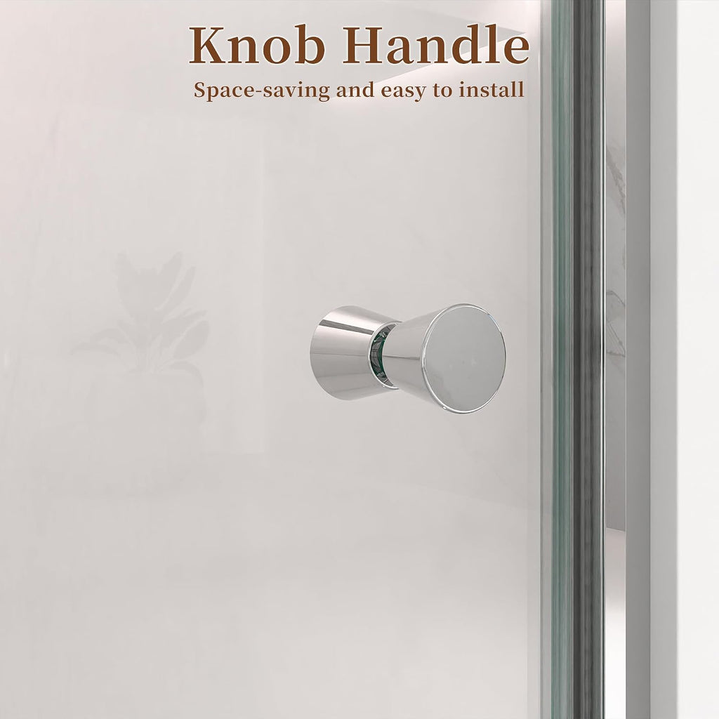 23-24' W x 72' H Semi-Frameless Chrome Shower Door, ANSI/SGCC Certified 6mm Clear Tempered Glass, Pivot Swing Bathroom Door with Reversible Installation, Waterproof for Small Space