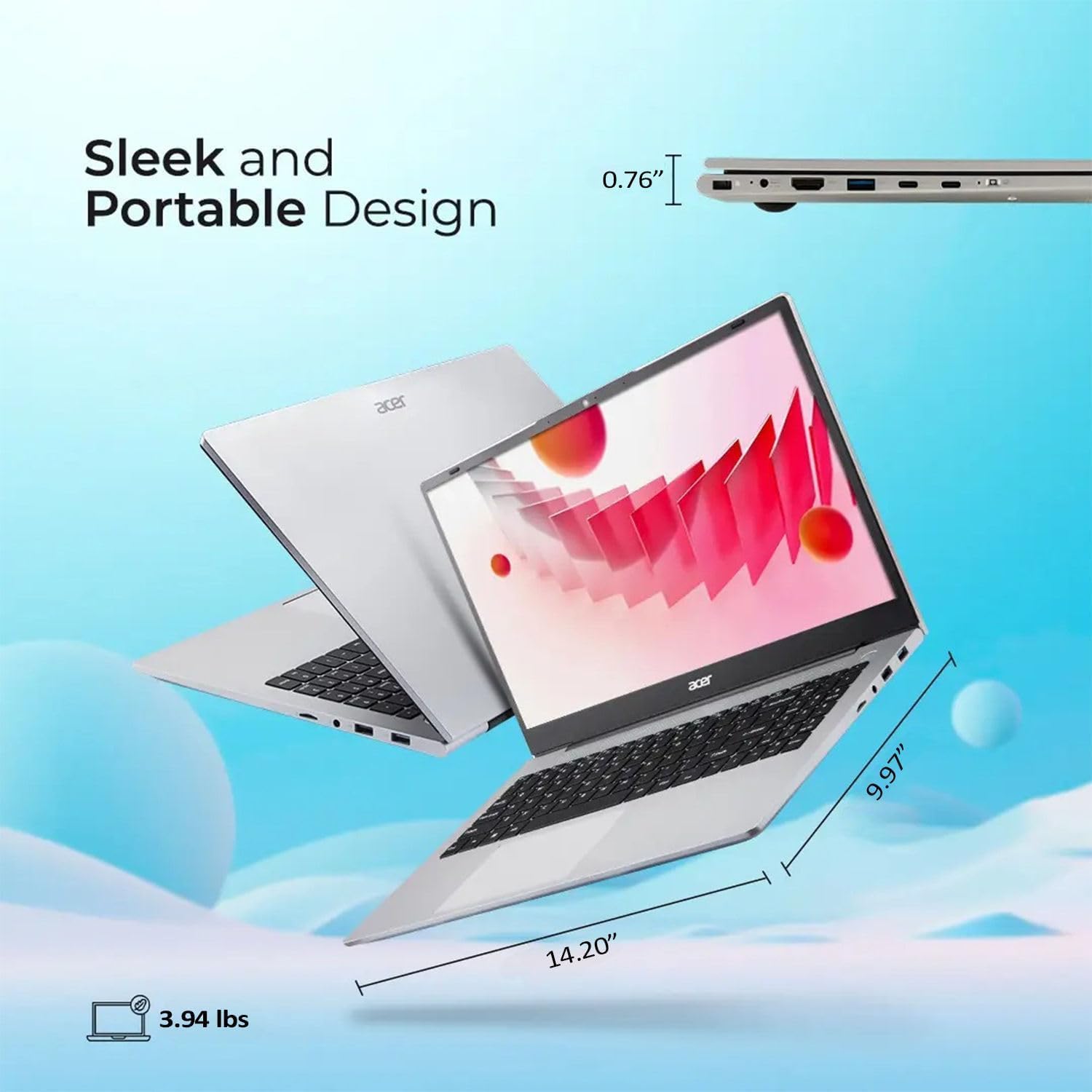 acer Aspire 3 Premium Laptop Computer Featuring Backlit Keyboard | AMD Ryzen 5 7430U CPU | 64GB RAM | 1TB SSD | 15.6' FHD Display | Webcam | Fast Wi-Fi 6 | Copilot AI Chat | Type-C | Windows 11 Pro