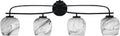 Toltec Lighting Cavella 4-Light Bath Bar – Modern Vanity Light Fixture for Bathroom – Dimmable and LED-Compatible Wall Light – Matte Black Finish, 6' Onyx Swirl Glass