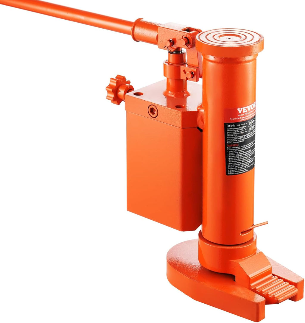 VEVOR Hydraulic Toe Jack, 5 Ton On Toe Toe Jack Lift, 10 Ton On Top Lift Capacity Machine Jack, 1.0-9.1 in Toe Height, 14.6-22.4 in Top Height, 360° Rotatable Claw Jack for Machinery, Industry