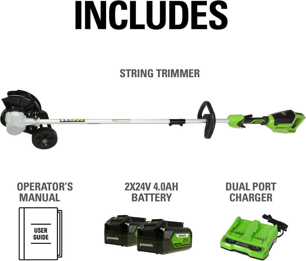 Greenworks 48V (24V x 2) 8-Inch Brushless Edger, (2) 4Ah Batteries and 4A Dual Port Charger Included, ED48L4410