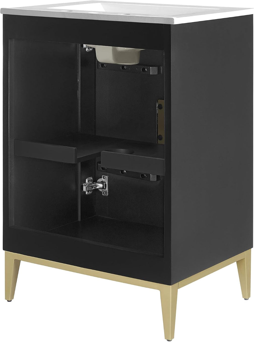 Modway Beau 24 Inch Wood Bathroom Vanity Cabinet in White Black
