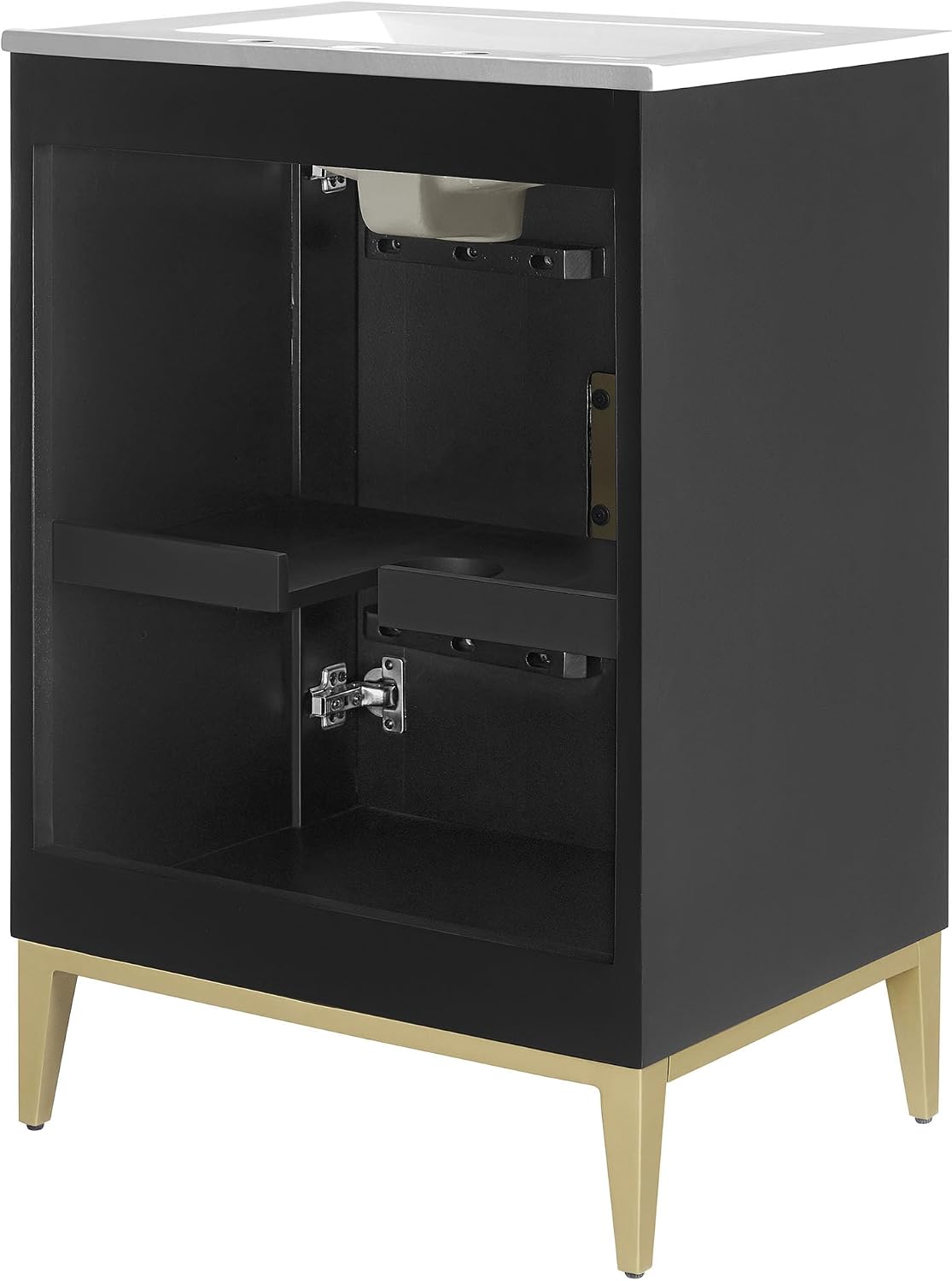 Modway Beau 24 Inch Wood Bathroom Vanity Cabinet in White Black